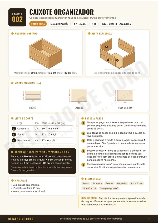 Projeto caixote organizador