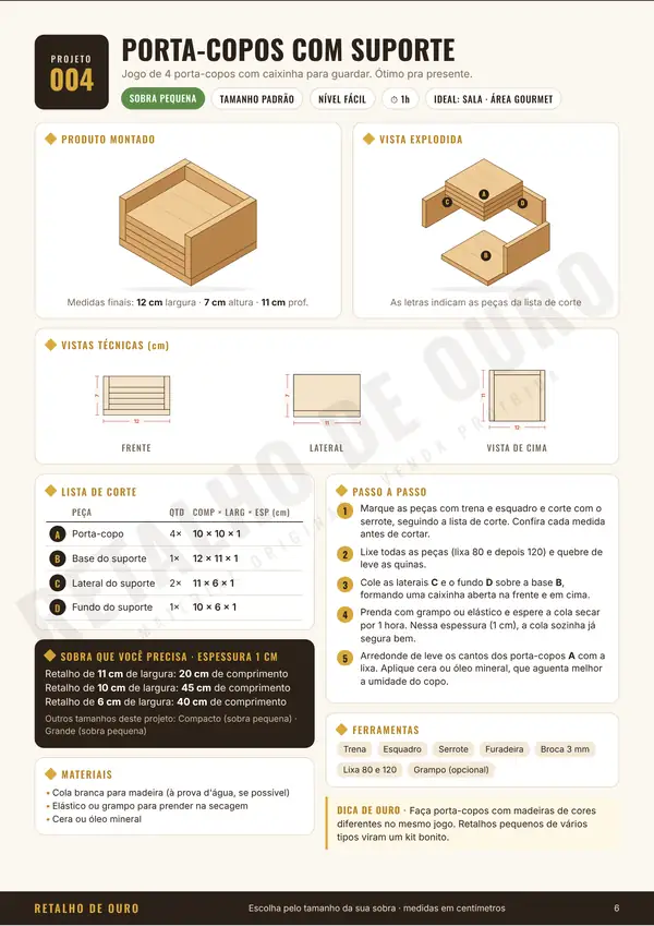 Projeto porta-copos com suporte