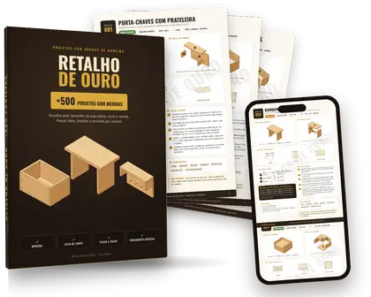 Material Retalho de Ouro em livro, folhas e celular